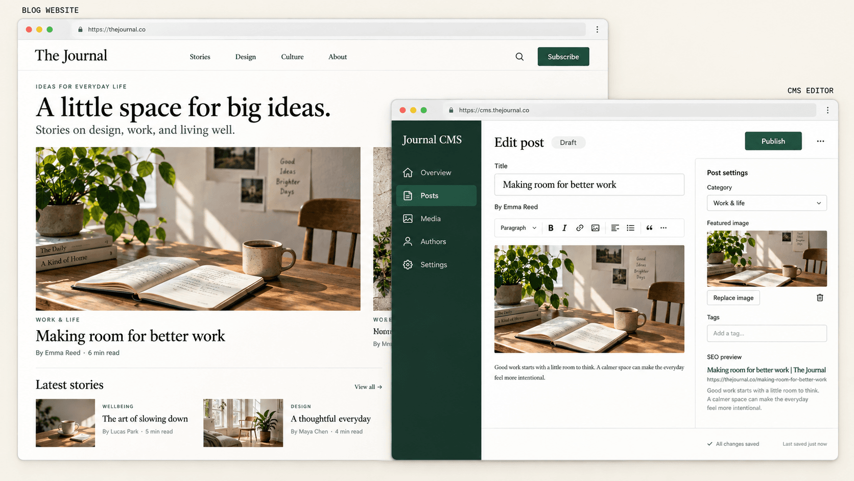 Blog & CMS Platform interface preview