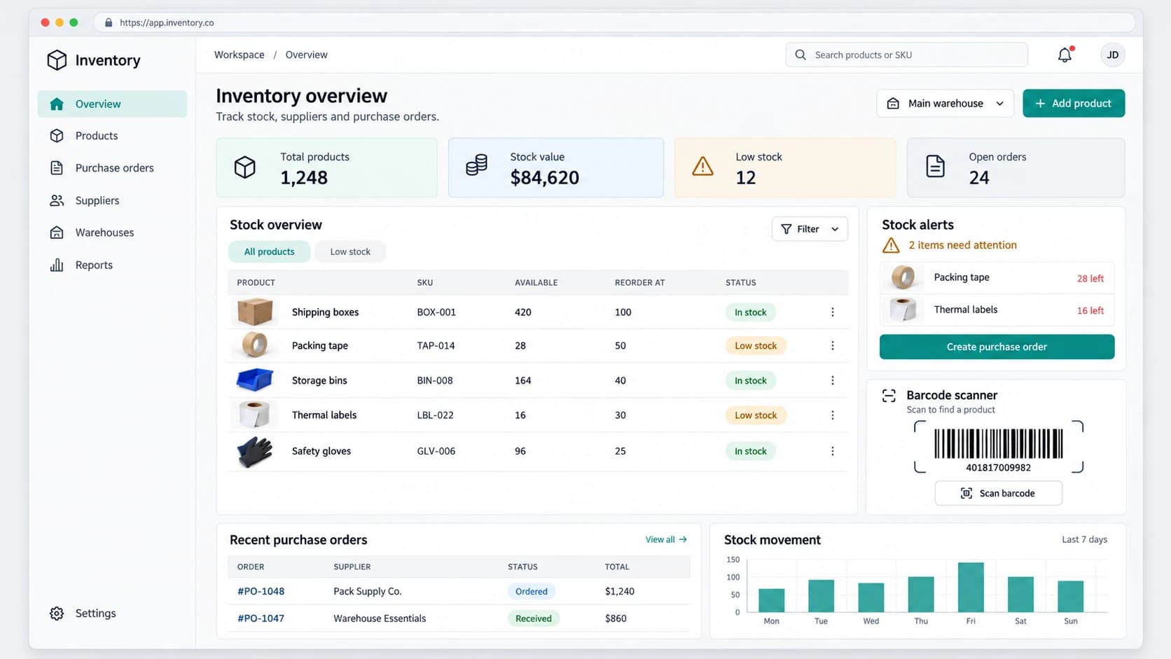 Inventory Management System interface preview