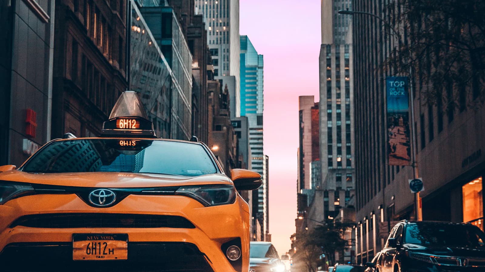 Yellow taxi on a New York City street