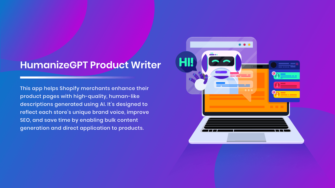 AI Product Description Generator for Shopify interface preview